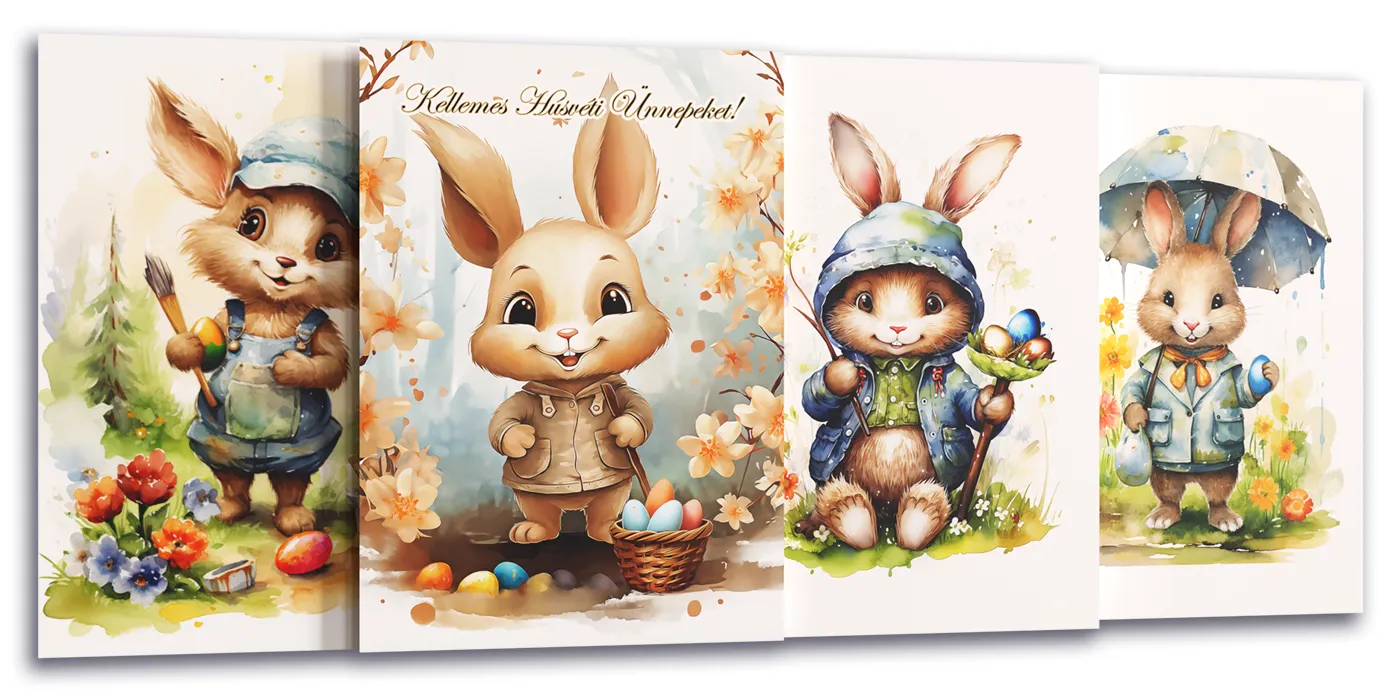 nagyon szép húsvéti AR képeslapok, művészi stílusban megrajzolva